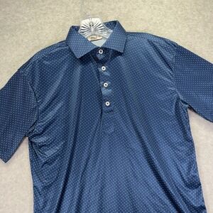 Collars & Co Dress Collar Polo Shirt Mens Medium Blue Geometric Performance